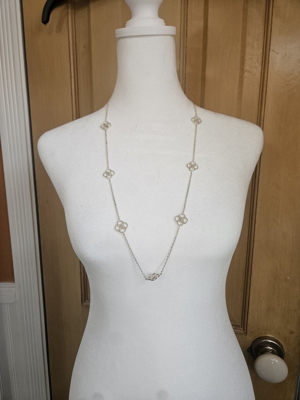 Talbots Silver Floral-Link Long Necklace